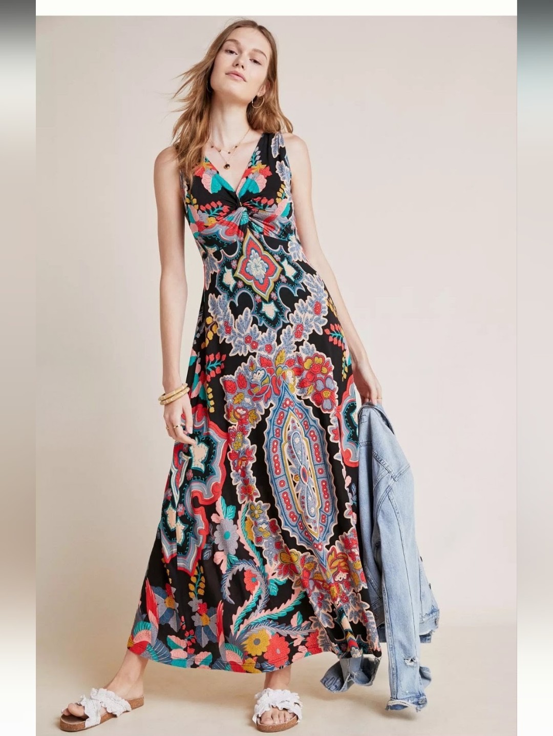 Maeve Anthropologie Camilla Twist Front Paisley Maxi Dress
